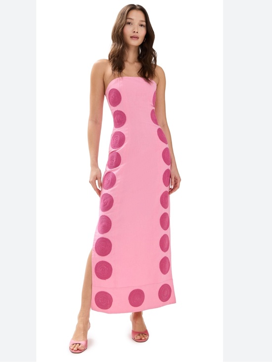 Anthropologie Dresses & Skirts - The Wolf Gang Filipa Embroidered Strapless Maxi Dress Linen Blend Floss Pink M